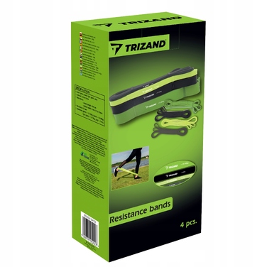 Набір латексних фітнес-резинок Trizand (4 шт.), товсті, 2-40 кг, з кріпленням до дверей