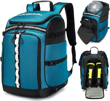 Чохол для лижних черевиків з відділенням для шолома, 65L, нейлон. Рюкзак для лиж, роликів, ковзанів (синій)