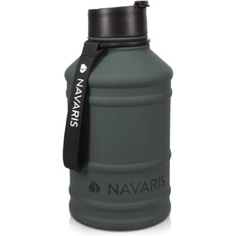 Navaris Фітнес пляшка для води 2,2 л з нержавіючої сталі, спортивна питна пляшка для тренувань, BPA Free, антрацит