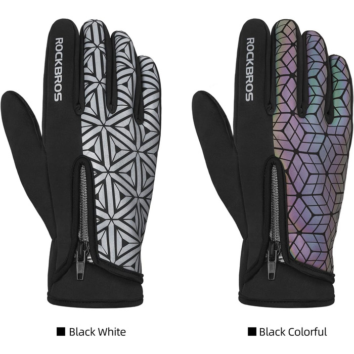 Велосипедні рукавички ROCKBROS зимові теплі з сенсорним екраном, антиковзні спортивні рукавички для їзди на велосипеді, бігу, фітнесу, XXL, чорно-кольорові