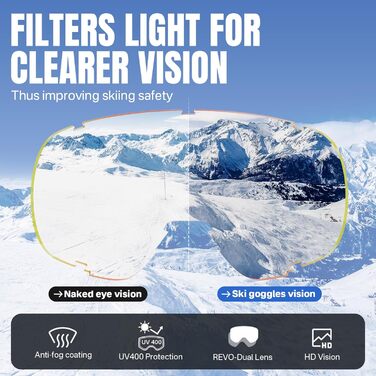 Очки для сноуборда OTG: мужские и женские, магнитные, антизапотевающие, 100% UV-защита, черные и синие