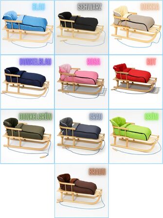 Дитячий санки на дереві з підніжкою та зимовим мішком, 90 см, з пудкою | 10 кольорів (сірий)