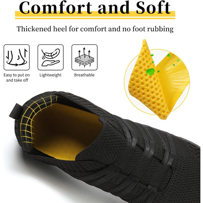 Босими кросівки для жінок та чоловіків, широкі, для бігу та трейлраннінгу, Zero-Drop, з відділенням для пальців, легкі, дихаючі, фітнес, комфортні, антиковзкі, для бігу по дорогах, унісекс, 36-46 EU (36 EU, Чорний)