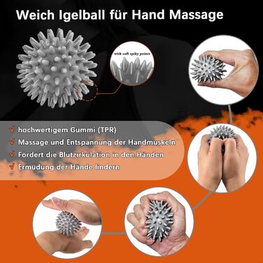 Тренування кисті рук Homkuo: набір для зміцнення м'язів, кисті та зап'ястя з масажним м'ячем. Ідеально для альпінізму, зняття стресу та реабілітації.