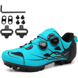 Чоловічі велосипедні черевики для катання на гірському велосипеді, Outdoor, MTB, сумісні з SPD підошвами та платформою, дихаючі, 43 EU, блакитний