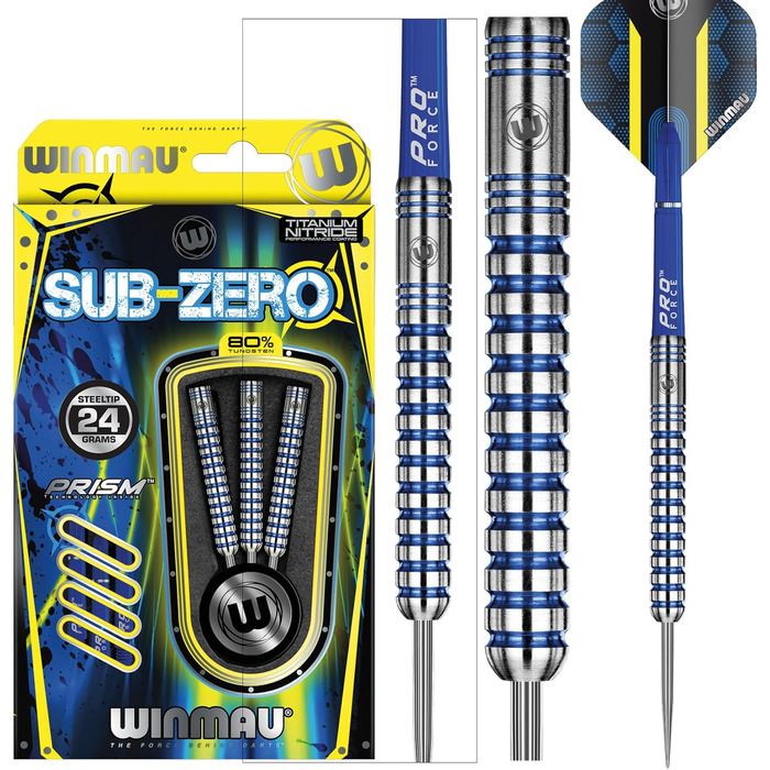 Професійний дартс-набір WINMAU Sub-Zero 24 г, стілтип, вольфрам, з оперенням і стрижнями