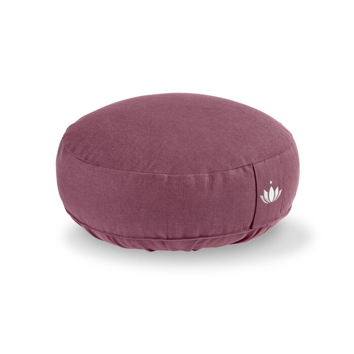 Медитаційне подушечка Lotuscrafts® з низькою висотою 10 см, з пшоняною начинкою, для йоги та медитації, круглий, знімний чохол, сертифікат GOTS, фіолетовий