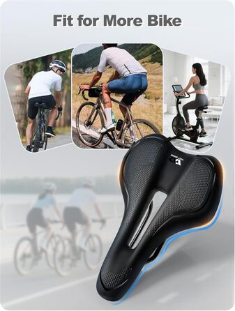 PRMHOOT Велосипедне сідло для чоловіків та жінок з піною Memory Foam, зручне, м'яке, ергономічне, дихаюче, амортизуюче. Підходить для E-Bike, MTB, шосе, міського велосипеда, чорного кольору.