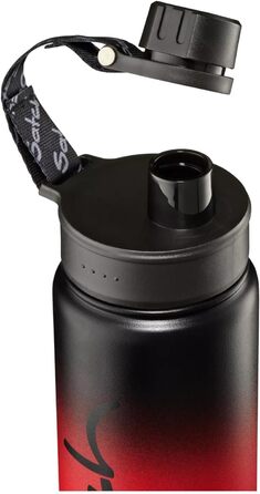Пляшка для води satch з нержавіючої сталі 0,5 л, BPA-free, герметична, підходить для газованої води, гарячих і холодних напоїв, Black Graffiti - червона