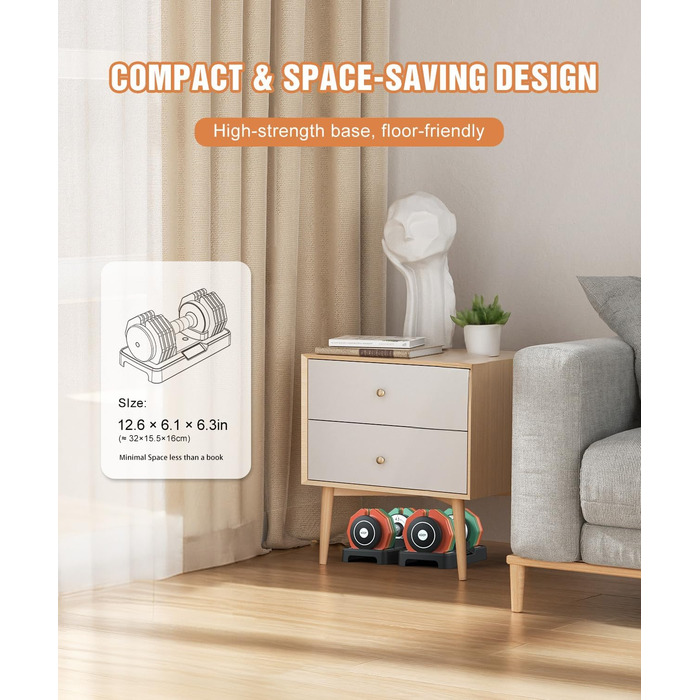 Регульовані гантелі, набір 2 шт., 5.7-25 кг, 5-в-1, набір гантелей з неслизьким грифом та кольоровими дисками для дому, спортзалу, вантажна система 10.2 кг за пару