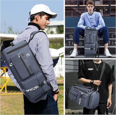 Спортивна сумка-мешок для чоловіків 3-в-1 з відділенням для взуття та вологих речей, синя (22.4 x 10.6 x 11 дюймів)