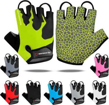 Велосипедні рукавички WESTWOOD FOX, напівпальцеві, унісекс, з підкладками на ручках, нековзна долоня, для їзди на велосипеді, літні, MTB, для чоловіків та жінок, без пальців, короткі, для гірського велосипеда (XL, Papagei)