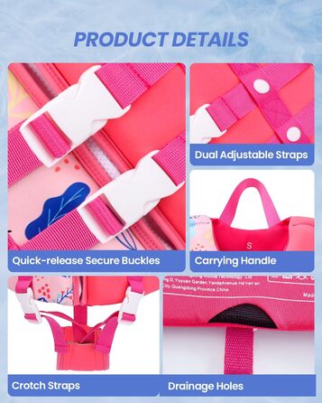 Дитячий рятувальний жилет Gogokids Float Jacket для плавання (2-9 років, 15-35 кг, червоний, розмір M)