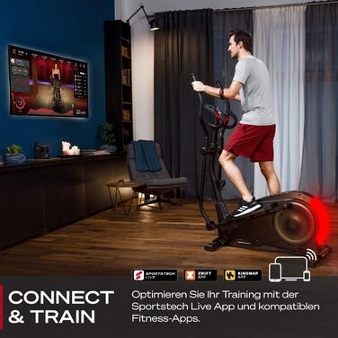Еліптичний тренажер Sportstech CX700 з LED-дисплеєм, 24 кг, німецька якість, 12 програм, магнітна система гальмування, для дому, щадить суглоби