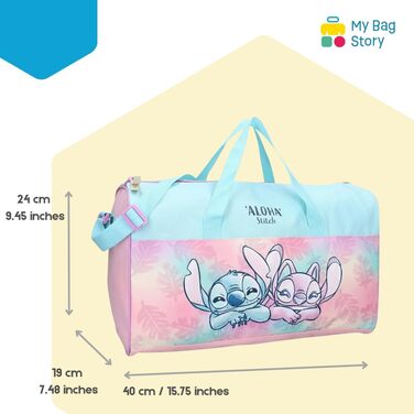Спортивна сумка MyBagStory Stitch для дівчаток – рюкзак для школи, дитячого садка, початкової школи – рожево-блакитний, 40 см, з регульованим ремінцем – ідеальний подарунок