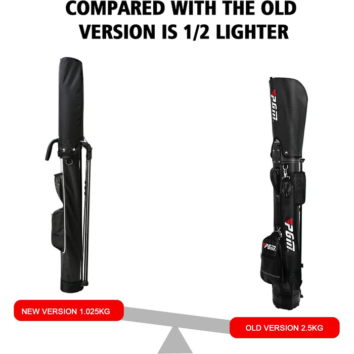 Сумка для гольфу PGM - Легка, з ременем та підставкою - Міцна та зручна для тренувань та гри - Сумка для гольфу PGM Gun Bag 2.0 Чорний