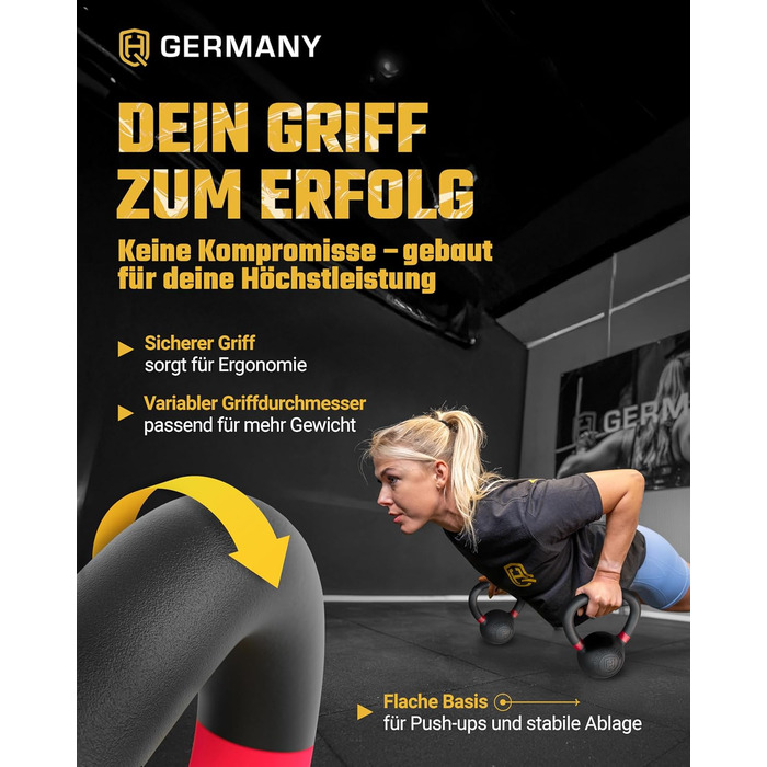 Кетлбел HQ Germany® з порошковим покриттям [2-32 кг/набори] - набір чавунних кетлбелів преміум-якості, ±2% допуск по вазі. Вага кульової гирі, набір гир, кетл-бел.