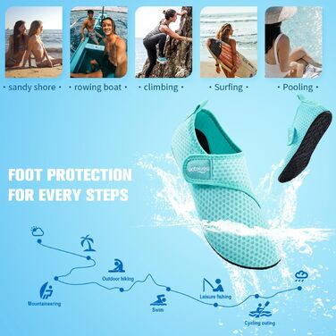 Чоботи для плавання WateLves: чоловічі та жіночі аквашузи, шкарпетки для пляжу та басейну, швидковисихаючі, дихаючі, унісекс (40/41 EU, C Mond Grün)