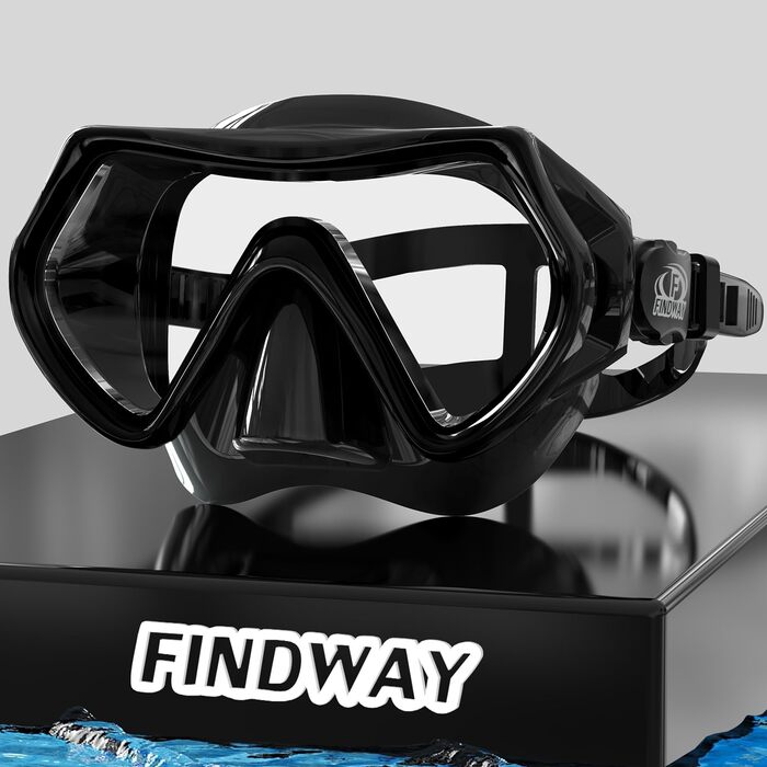 Маска для плавання Findway Taucherbrille: для дорослих та підлітків, чорна, з силіконовим ремінцем, антифог, HD скло