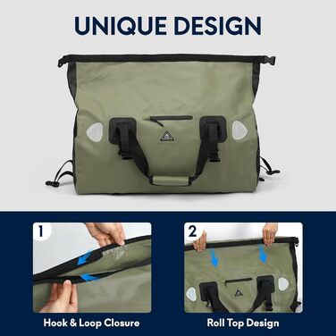 Водонепроникний рюкзак Dry Bag 70L: для кемпінгу, мотоциклів, каякінгу, SUP. Army Green