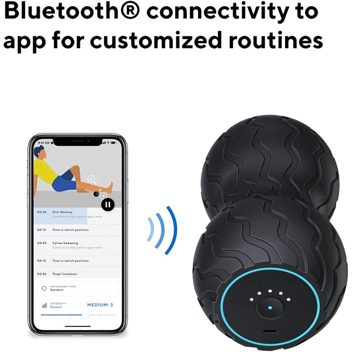 Ергономічний масажний ролер Therabody Wave Duo з Bluetooth, для спини, шиї та хребта, 5 режимів вібрації