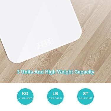 EUROPAPA® Ваги для людей, електронні ваги з LED-дисплеєм, функція Step-On, вимірювання ваги та ІМТ до 180 кг (білі)