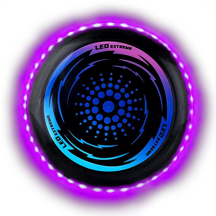 Фрісбі світлодіодне LED для дітей та дорослих, м'яке, фіолетове - Ultimate Frisbee з 49 LED ліхтариками для активного відпочинку на вулиці