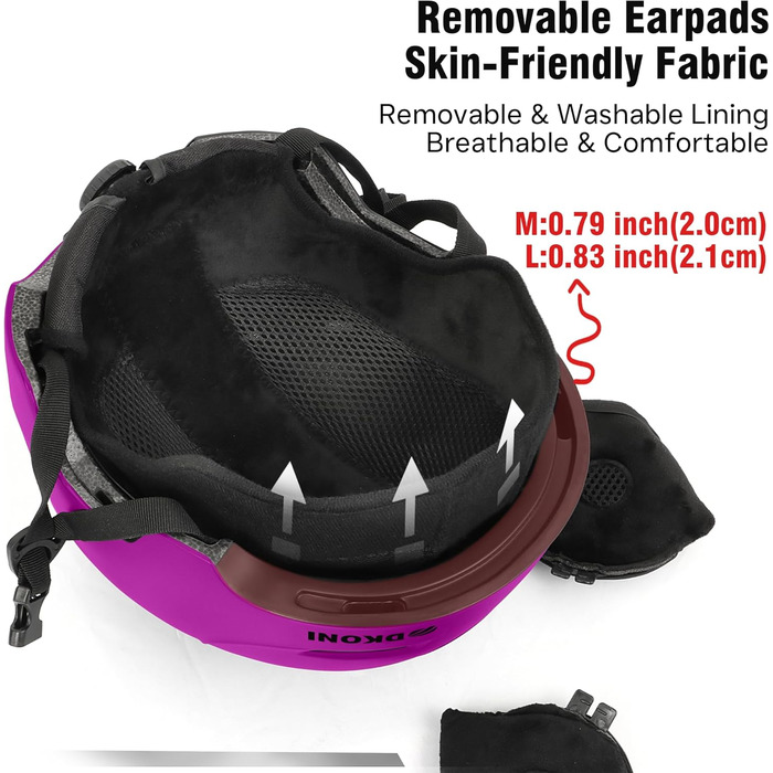 Шолом гірськолижний для дорослих, чоловічий, жіночий, дитячий. Сертифікований шолом для катання на лижах та сноуборді (фіолетовий, M: 54-58 см)