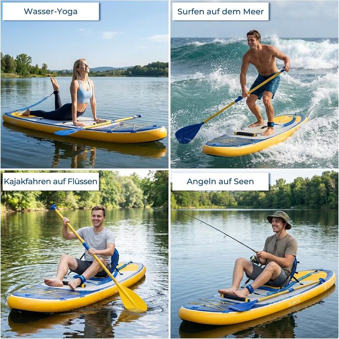 Надувний SUP борд Devoko 320x80x15 см з аксесуарами: для серфінгу, риболовлі, йоги та каякінгу (Marineblau)