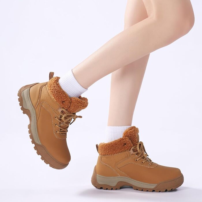 Зимові черевики для жінок, снігоступи, утеплені хутром, антиковзаюча підошва, для холодної погоди (41 EU, Коричневий)
