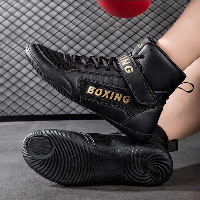 Боксерські черевики SDEQA для чоловіків: легкі, дихаючі, для боксу, бодібілдингу, фітнесу. Білі (36 EU, Чорний)