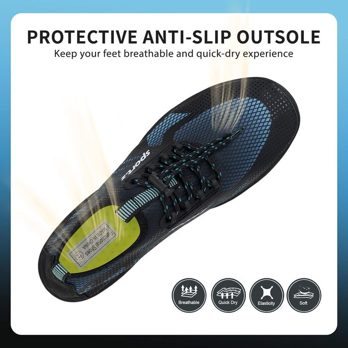 Чоботи для плавання IceUnicorn: унісекс, чорно-сині, 45 EU