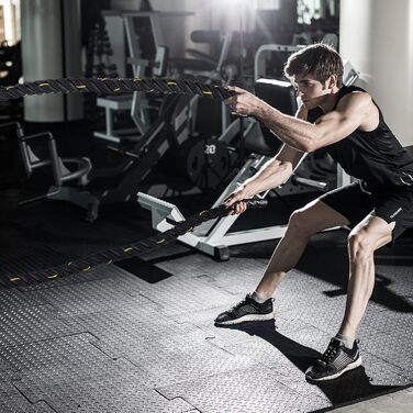 Тренажерська мотузка HOMCOM для силових тренувань, Ø38 мм, 9 м, чорно-жовта