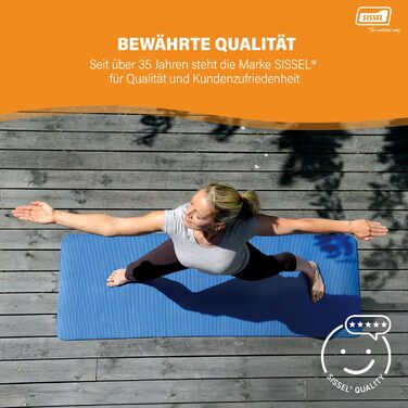 Килимок для фітнесу та йоги SISSEL® 1,5 см | Шкіряний, неслизький | З оптимальною амортизацією | Легко згортається | Розмір: 180x60 см (блакитний)