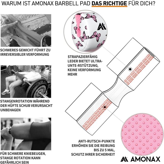 Amonax шкіряний чохол для штанги, товстий захист шиї для станів і присідань, фітнес, силові вправи, барбел пад, метелик