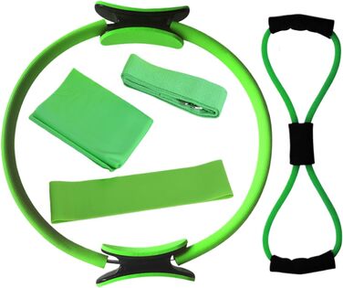 Набір кілець для пілатесу, тренажер для пресу та рук, для фітнесу та схуднення (зелений)
