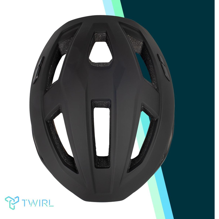 Велосипедний шолом TWIRL City ONE чорний, з LED-підсвічуванням, сучасний дизайн, регульований розмір L (57-60 см), вентиляція, ударостійкий, легкий, якісний пластик