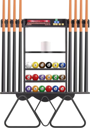 Стенд для київ Leogreen на 8 київ, 18 куль, 3 підставки для куль та рулон паперу. Настінний органайзер з дерева для більярдних кімнат, барів та клубів
