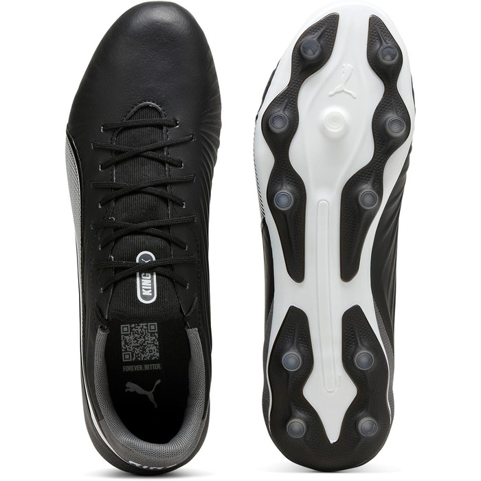 Кросівки футбольні PUMA King Match Fg/Ag, 40 EU, чорно-білі, сірі