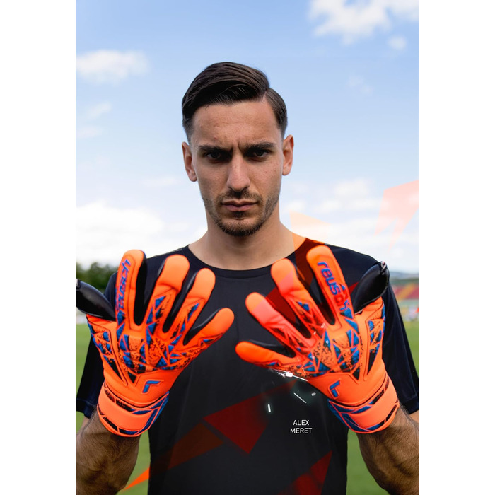 Воротарські рукавички Reusch Attrakt Silver NC, унісекс, розмір 9.5, помаранчево-синьо-чорні