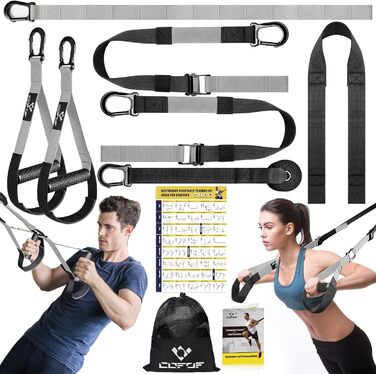 Шкіряний шлінг-тренер для комплексного тренування вдома, з великим ручним захватом та кріпленням для дверей, сумка для перенесення, інструкція.