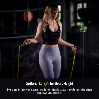 Стрибкове канат HEREROPE 1/1.8 кг з вантажем для фітнесу, швидкості, кардіо, боксу та тренувань. З підшипником, зручною ергономічною ручкою, неплутаним кабелем. Підходить для дорослих, висотою 1.65м - 1.73м, Neno Green M - 2.59м