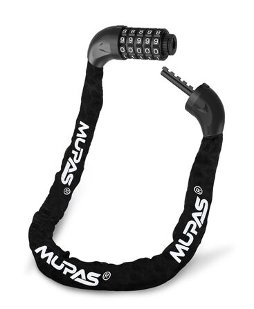 Замок для велосипеда з 5-значним кодом, сталевий, протиугінний, велосипедна ланцюгова засувка, чорний