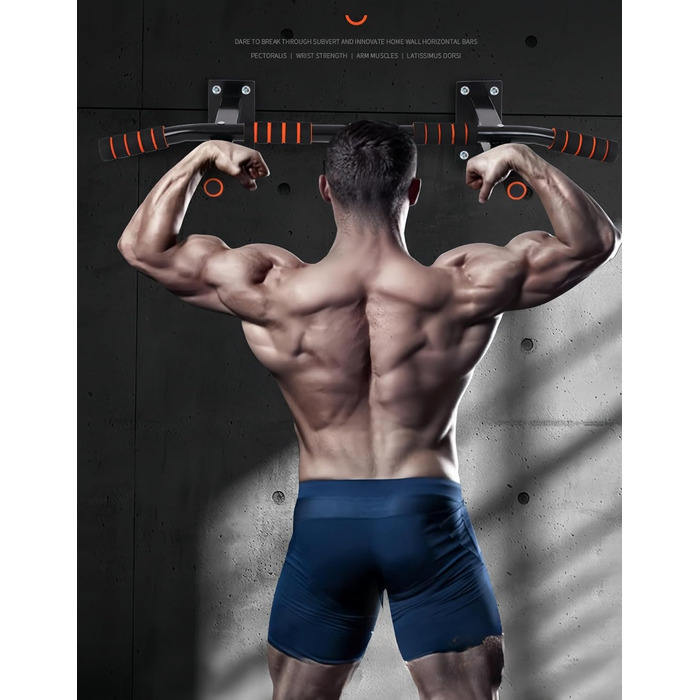 Турнік для підтягувань на стіну, для домашнього спортзалу, чорний (до 200 кг)