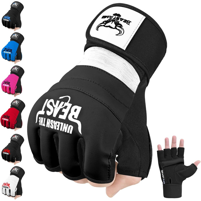 Боксерські рукавички BEAST RAGE для кікбоксингу, карате, тайського боксу (XXL, білий/чорний)