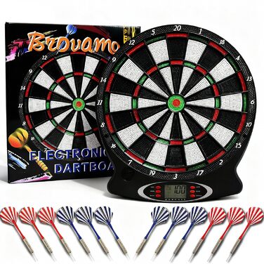 Електронний дартс Dartscheibe з 12 стрілками та LCD-дисплеєм, голосове супроводження, живлення від батарейок
