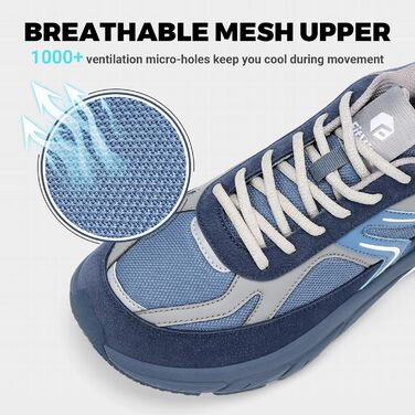 Кросівки FitVille для чоловіків з широкою стопою. Полегка амортизація, дихаючі матеріали, для бігу та занять спортом на відкритому повітрі. Розмір 40 EU, колір: темно-синій з сірим.