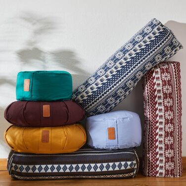 Йога-боулстер Rundes 30см x 15см | Знімний чохол | Наповнювач: органічна гречка (KBA) | Для Інь-йоги та медитації (гречка, темно-зелений)