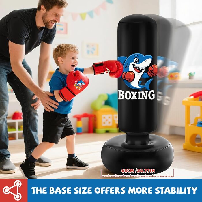 Дитячий боксерський мішок Qoosea для дітей 3-8 років, 130 см, надувний, з боксерськими рукавичками, для карате, кікбоксингу, Taekwondo, MMA, подарунок для хлопчиків та дівчаток