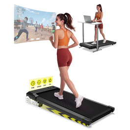 Складана бігова доріжка MJWW Raceable Walking Pad з нахилом 6-9%, потужність 2.5/3.0 HP, керування через додаток, AI-тренування, LED-дисплей, Jet Black 90 см, для дому та офісу